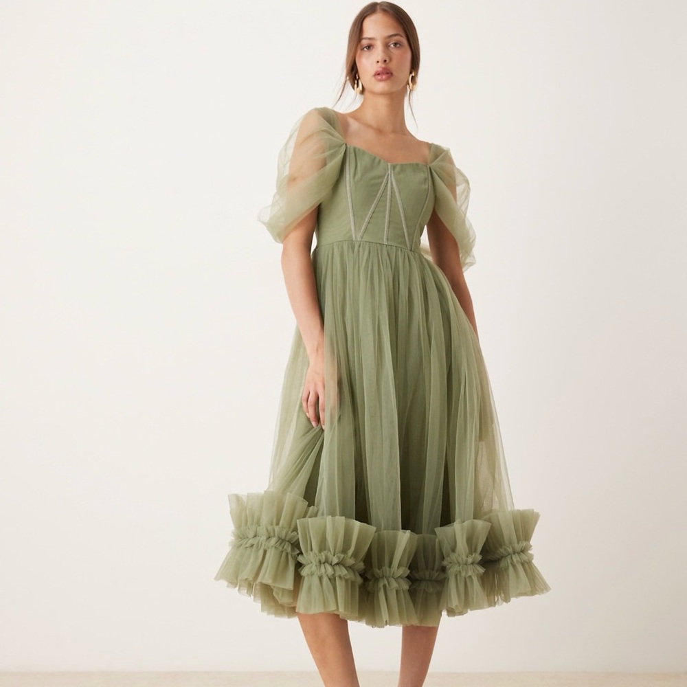 BNWT ASOS Lace & Beads Tulle Midi Dress - US 10 / UK 14